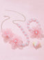 HANDMADE PEARLY FLORAL CHIFFON BRACELET NECKLACE JEWELRY 2 PIECE SET FOR BIRTHDAY WEDDING STRAGE PERFORMANCE FOR KIDS
