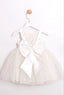 LACE AND TULLE SPEDIAL OCCASION DRESS WITH SATIN BACK AND 3D FLORAL ACCESSORY PERFECT FOR WEDDINGS CHRISTENINGS BIRTHDAY SPECIAL EVENTS