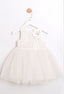 LACE AND TULLE SPEDIAL OCCASION DRESS WITH SATIN BACK AND 3D FLORAL ACCESSORY PERFECT FOR WEDDINGS CHRISTENINGS BIRTHDAY SPECIAL EVENTS