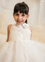 LACE AND TULLE SPEDIAL OCCASION DRESS WITH SATIN BACK AND 3D FLORAL ACCESSORY PERFECT FOR WEDDINGS CHRISTENINGS BIRTHDAY SPECIAL EVENTS