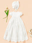 WHITE LACE EMBROIDERED BABY BAPTISM AND SPECIAL OCCASION DRESS WITH HAT
