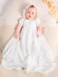 WHITE LACE EMBROIDERED BABY BAPTISM AND SPECIAL OCCASION DRESS WITH HAT