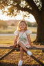 PINEAPPLE PRINT GIRLS DRESS WITH LEATHER BAG COMBINATION