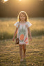 PINEAPPLE PRINT GIRLS DRESS WITH LEATHER BAG COMBINATION