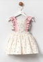 FRILLED DAISY PATTERNED DRESS WITH FLORAL CROWN COMBINATION