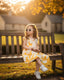 YELLOW DRESS WITH FLOWER EMBROIDERED BOW DETAIL ON THE COLLAR