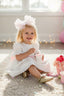 SPECIAL OCCASION BROCADE DRESS WITH ORGANZA TULLE HAIR ACCESSORY