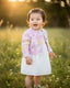 TIE DYE DENIM JACKET AND CREAM DRESS SET 9-24M