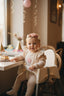 3D PINK KNITTED FLORAL EMBROIDERED POLKA DOT SET
