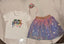 BIRTHDAY PRINTED T-SHIRT WITH GOLD METAL & COLORFUL CRYSTAL EMBELLISHMENTS, REVERSIBLE SEQUIN SKIRT & MATCHING HAIR ACCESSORY  3 PIECE SET