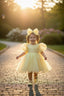 ORGANZA PUFFY ORGANZA BOW CROWN COMBINATION SPECIAL DAY PARTY DRESS