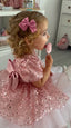 SEQUIN EMBROIDERED POWDER PRINCESS SPECIAL OCCASION DRESS
