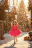 CRYSTAL EMBELLISHED BOW NEON PINK SPECIAL OCCASION DRESS