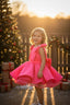 CRYSTAL EMBELLISHED BOW NEON PINK SPECIAL OCCASION DRESS