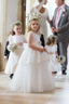 3D FLOWER DETAILED WEDDING COMMUNION SPECIAL OCCASION DRESS WITH MINI TIARA PEARL HAIR CLIP ACCESSORY SET