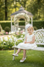 WHITE SPECIAL OCCASION DRESS WITH 3D BUTTERFLY WAISTBAND ACCESSORY AND MATCHING HAT PERFECT FOR WEDDINGS CHRISTENINGS BIRTHDAYS