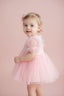 PINK SEQUIN BABY SPECIAL OCCASION DRESS WITH 3D BUTTERFLY ACCESSORY AND TULLE PERFECT FOR BIRTHDAYS WEDDINGS AND PHOTOSHOOTS