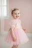 PINK SEQUIN BABY SPECIAL OCCASION DRESS WITH 3D BUTTERFLY ACCESSORY AND TULLE PERFECT FOR BIRTHDAYS WEDDINGS AND PHOTOSHOOTS