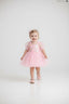 PINK SEQUIN BABY SPECIAL OCCASION DRESS WITH 3D BUTTERFLY ACCESSORY AND TULLE PERFECT FOR BIRTHDAYS WEDDINGS AND PHOTOSHOOTS