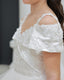 WHITE LACE TULLE DRESS WITH PEARL EMBELLISHMENTS FOR WEDDINGS  COMMUNION  AND SPECIAL OCCASIONS
