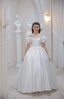 FAIRYTALE SPARKLING PRINCESS COMMUNION DRESS WITH SHOULDER DETAILS APPLIQUÉS AND BEADED EMBROIDERY FOR WEDDINGS RELIGIOUS CEREMONIES AND BIRTHDAYS