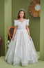 FLOWERED PEARL APPLIQUÉ DETAILED ROYAL COMMUNION BIRTHDAY WEDDING DRESS 7-11 YEARS
