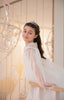 CAPE TULLE SLEEVE PEARL LACE EMBROIDERED SEQUIN TULLE FABRIC WEDDING RELIGIOUS CEREMONY COMMUNION DRESS 7-11YEARS