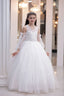 PEARL AND STONE BEADED GLITTER PRINT TULLE RELIGIOUS CEREMONY AND SPECIAL OCCASION DRESS
