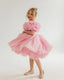3D FLOWER DETAILED STRAPLESS NECKLINE PUFFY SATIN ORGANZA PRINCESS DRESS