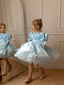 3D FLOWER DETAILED STRAPLESS NECKLINE PUFFY SATIN ORGANZA PRINCESS DRESS