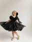 3D FLOWER DETAILED STRAPLESS NECKLINE PUFFY SATIN ORGANZA PRINCESS DRESS
