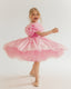 3D FLOWER DETAILED STRAPLESS NECKLINE PUFFY SATIN ORGANZA PRINCESS DRESS