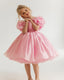 3D FLOWER DETAILED STRAPLESS NECKLINE PUFFY SATIN ORGANZA PRINCESS DRESS