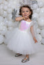 SEQUINED BODICE WITH CRYSTAL TULLE SKIRT AND ORGANZA SHOULDER TIE SPECIAL OCCASION DRESS