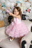 LUXURY TULLE BIRTHDAY WEDDING AND SPECIAL OCCASION DRESS WITH PEARL QUEEN CROWN – WHITE & PINK