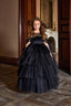 LUXURY LAYERED TULLE BALL SPECIAL OCCASION DRESS WITH GOLD DETAIL & MATCHING ACCESSORY