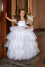 LUXURY LAYERED TULLE BALL SPECIAL OCCASION DRESS WITH GOLD DETAIL & MATCHING ACCESSORY