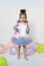COLORFUL TULLE DETAILED POMPOM SATIN BIRTHDAY SPECIAL OCCASION DRESS