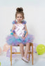 COLORFUL TULLE DETAILED POMPOM SATIN BIRTHDAY SPECIAL OCCASION DRESS