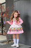 PATTERNED PINK PUFFY PRINCESS DRESS WITH A JACKET AND HAIR BOW