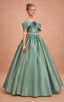 OFF- SHOULDER STRAIGHT NECKLINE FLOWER BIRTHDAY SPECIAL OCCASION WEDDING PRINCESS DRESS 7-11 YEARS