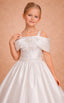 OFF- SHOULDER STRAIGHT NECKLINE CRYSTAL FLOWER GIRL & FIRST COMMUNION DRESS 7-11 YEARS