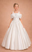 OFF- SHOULDER STRAIGHT NECKLINE CRYSTAL FLOWER GIRL & FIRST COMMUNION DRESS 7-11 YEARS