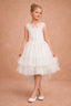 WHITE LACE EMBROIDERED APPLIQUÉ LAYERED FLOWER GIRL, BIRTHDAY, WEDDING & SPECIAL OCCASION DRESS 7-11 YEARS