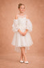 3D FLORAL APPLIQUÉ OFF-SHOULDER FLOWER GIRL • FIRST COMMUNION • BAPTISM • SPECIAL OCCASION DRESS