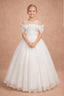 FLORAL APPLIQUÉ BARDOT FLOWER GIRL • FIRST COMMUNION • BAPTISM • WEDDING • SPECIAL OCCASION DRESS 7 - 11 YEARS