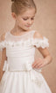 PEARL EMBELLISHED 3D FLORAL APPLIQUÉ BARDOT FLOWER GIRL • FIRST COMMUNION • BAPTISM • WEDDING • SPECIAL OCCASION PRINCESS DRESS 7 - 11 YEARS