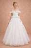 PEARL EMBELLISHED 3D FLORAL APPLIQUÉ BARDOT FLOWER GIRL • FIRST COMMUNION • BAPTISM • WEDDING • SPECIAL OCCASION PRINCESS DRESS 7 - 11 YEARS