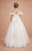 PEARL EMBELLISHED 3D FLORAL APPLIQUÉ BARDOT FLOWER GIRL • FIRST COMMUNION • BAPTISM • WEDDING • SPECIAL OCCASION PRINCESS DRESS 7 - 11 YEARS