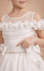 PEARL EMBELLISHED 3D FLORAL APPLIQUÉ BARDOT FLOWER GIRL • FIRST COMMUNION • BAPTISM • WEDDING • SPECIAL OCCASION PRINCESS DRESS 7 - 11 YEARS